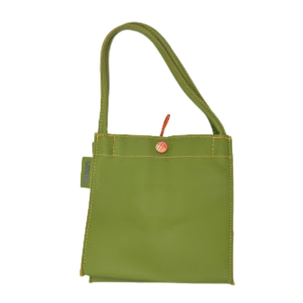 Mod Minimalist Vinyl Tote Bag Alan Stuart New York Green Structured Shoulder Bag